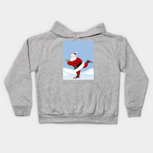 Santa Ice Skating Kids Hoodie